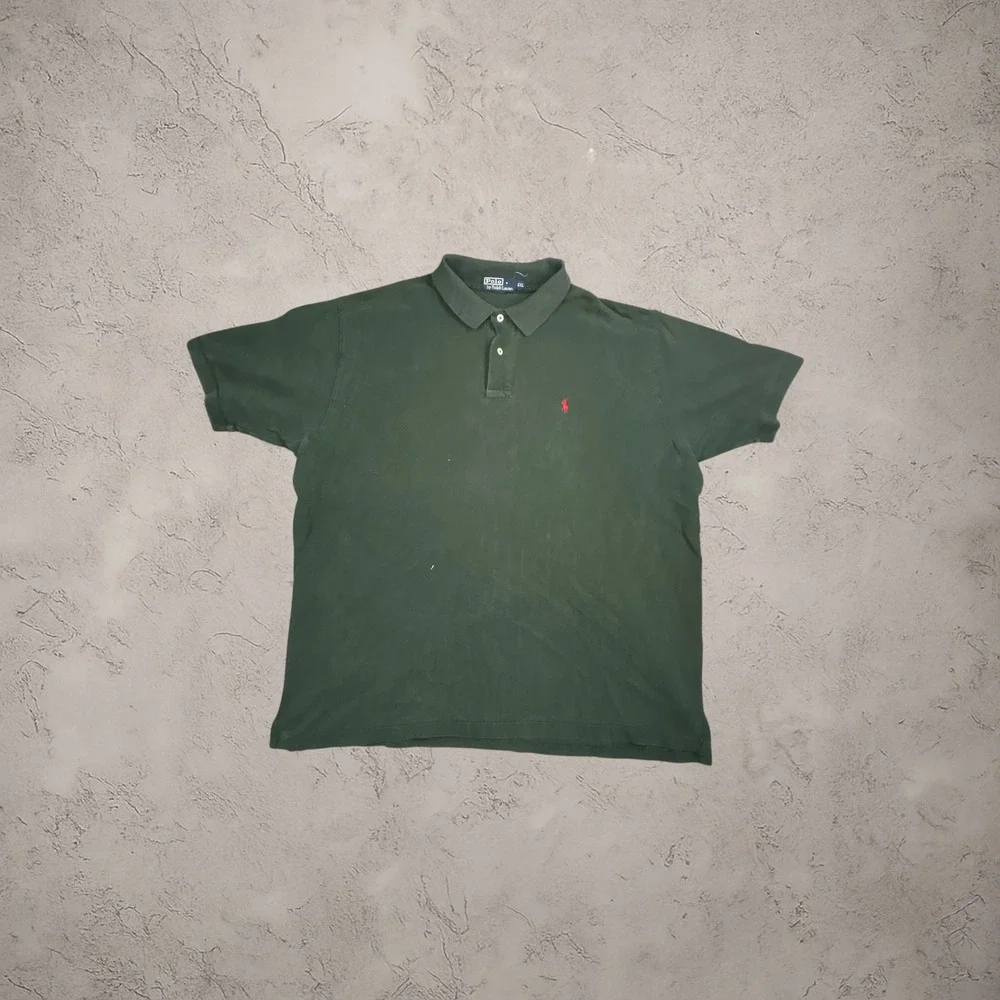 Vintage Polo Ralph Lauren XXL Green Short Sleeve Polo Shirt Y2K Baggy Fit 90s